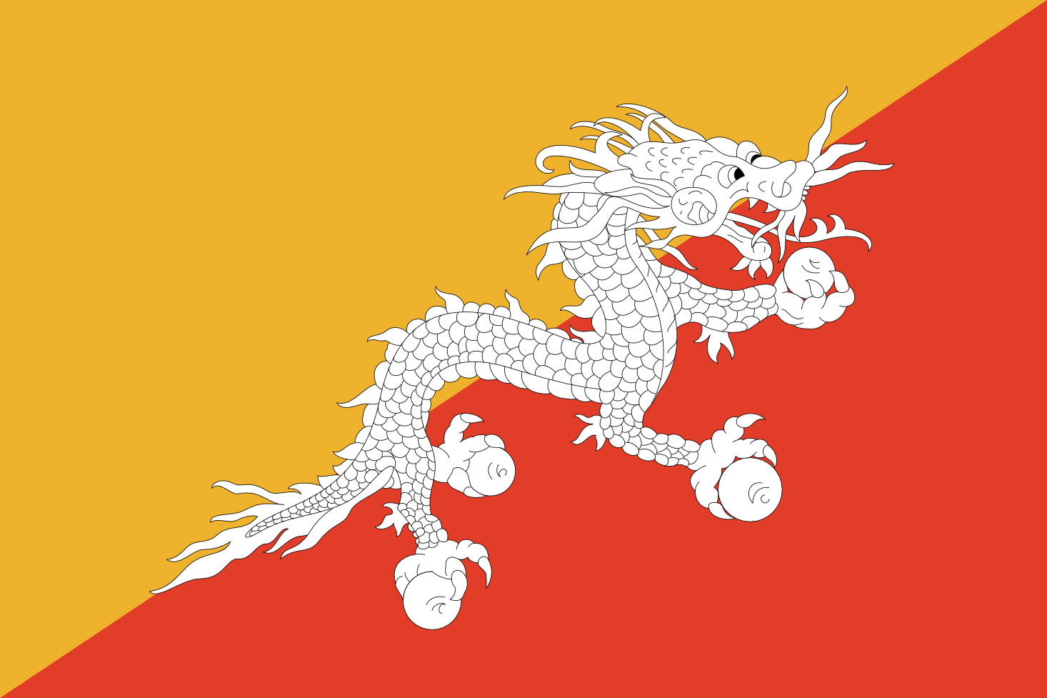 Imagem, bandeira do estado do estado da Butao - na resolucao de 1466x977 - Sul da Ásia