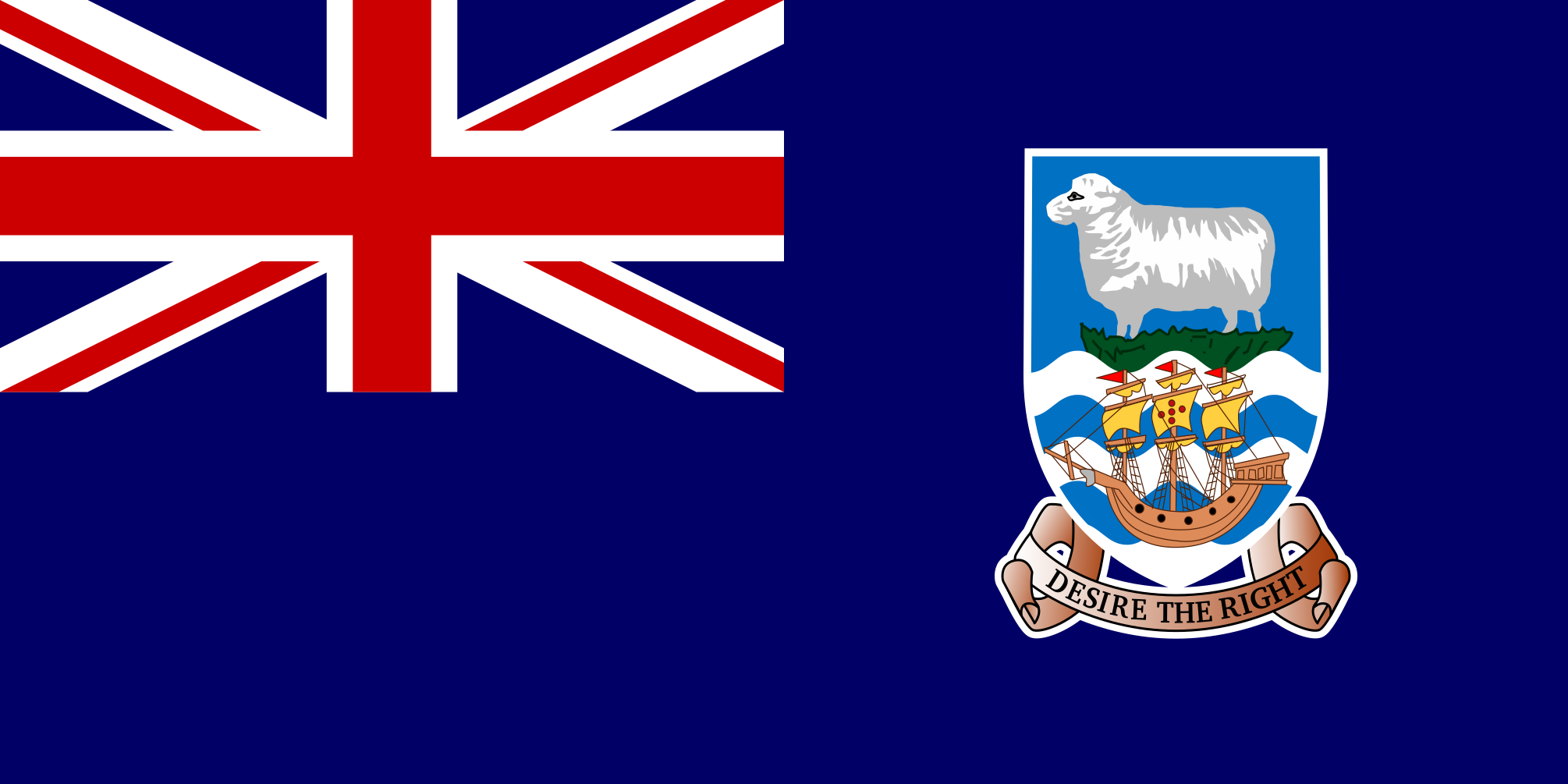 Imagem, bandeira do estado do estado da Ilhas Falkland (Islas Malvinas) - na resolucao de 2010x1005 - América do Sul