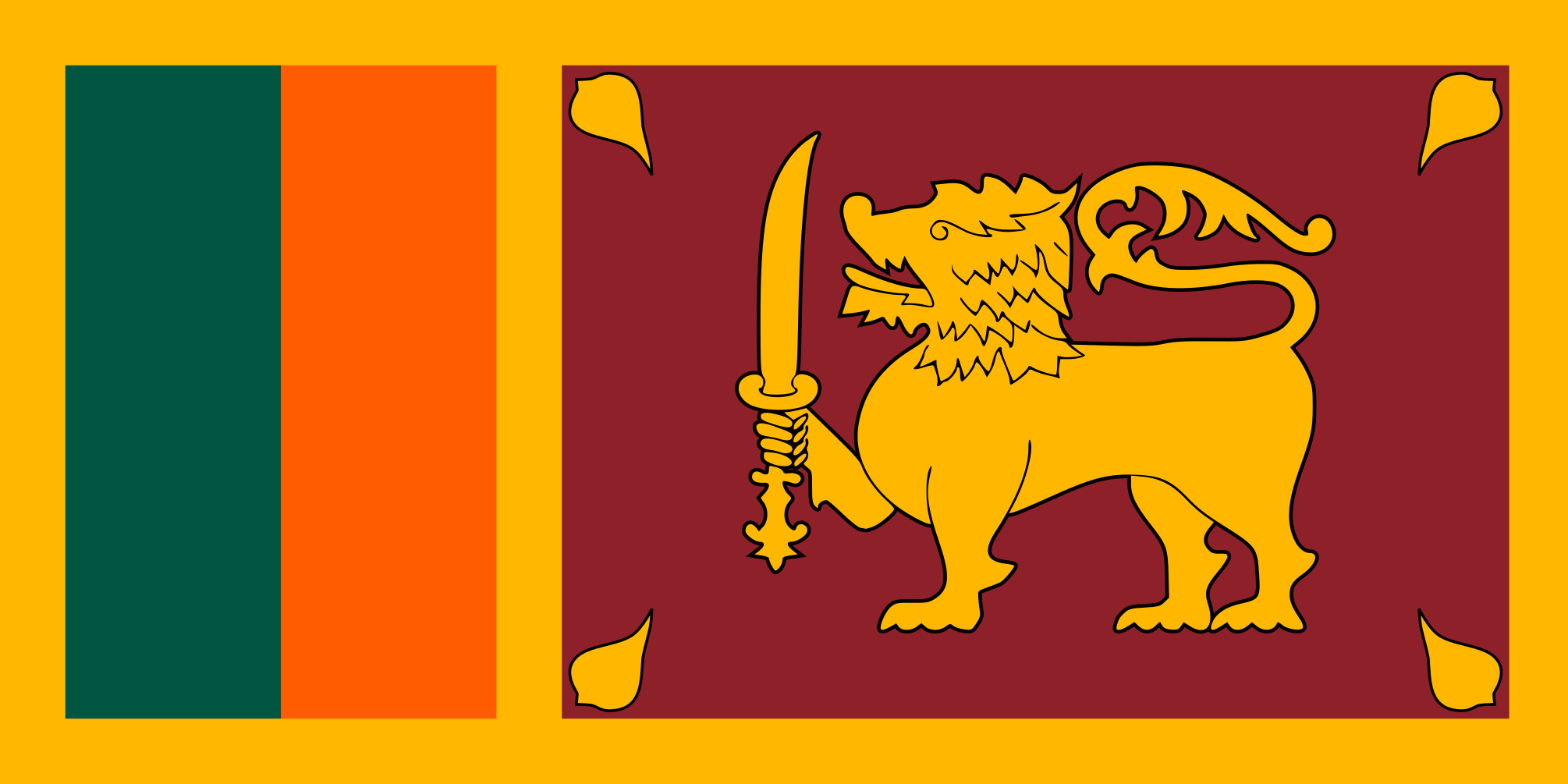 Imagem, bandeira do estado do estado da Sri Lanka - na resolucao de 2010x1005 - Sul da Ásia