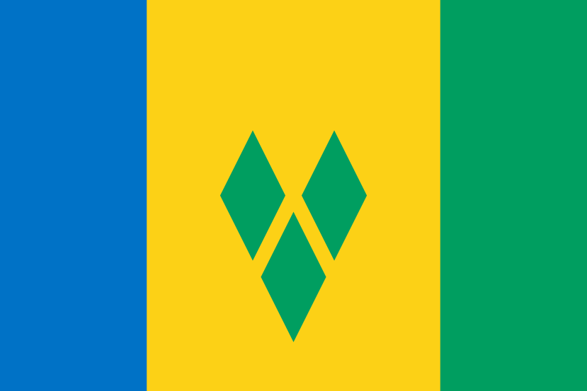 Imagem, bandeira do estado do estado da Sao Vicente e Granadinas - na resolucao de 829x553 - América Central